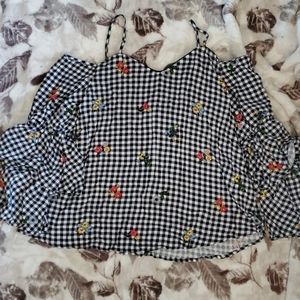 Off the shoulder and ruffled sleeved top